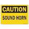 Signmission OSHA Caution, 7" Height, Decal, 10" x 7", Landscape, Sound Horn OS-CS-D-710-L-19234 - alternate 1
